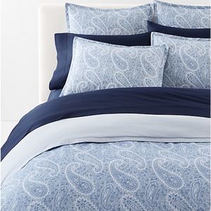 Lauren Ralph Lauren Bantry Paisley Flannel King Duvet 3 piece Set Blue NIP
